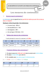 Comment estimer et convertir une mesure de contenance - Cours, Leçon : 6ème Harmos - PDF gratuit à imprimer