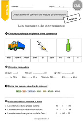 Comment estimer et convertir une mesure de contenance - Exercices avec correction : 6ème Harmos - PDF à imprimer