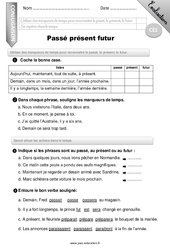 Passé, présent, futur - Examen Evaluation - Bilan : 4ème Harmos - PDF à imprimer