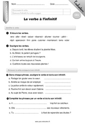 Verbe à l'infinitif - Examen Evaluation - Bilan : 4ème Harmos - PDF à imprimer