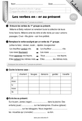 Verbes en - er au présent - Examen Evaluation - Bilan : 4ème Harmos - PDF à imprimer