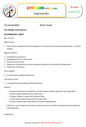 Triangles constructeurs numéro 5 - Vie sensorielle - Montessori - Atelier 13 : 1ère, 2ème, 3ème, 4ème Harmos - PDF à imprimer<br/>Pack atelier pédagogie Montessori