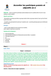 Séquence - Fiche de préparation Accorder les participes passés et adjectifs en - é - Séquence - Fiche de préparation : 7ème Harmos - PDF à imprimer