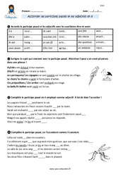 Accorder les participes passés et adjectifs en - é - Exercices avec correction : 7ème Harmos - PDF à imprimer