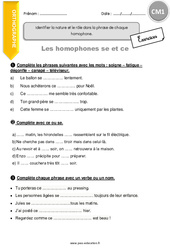 Homophones en - se et - ce - Exercices avec correction : 6ème Harmos - PDF à imprimer