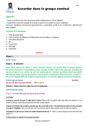 Séquence - Fiche de préparation Accorder dans le groupe nominal - Séquence - Fiche de préparation : 7ème Harmos - PDF à imprimer