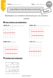 Multiplier un nombre décimal par un nombre entier - Exercices avec correction : 7ème Harmos - PDF à imprimer