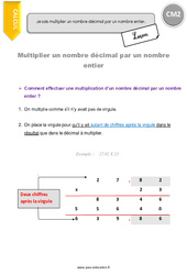 Multiplier un nombre décimal par un nombre entier - Cours, Leçon : 7ème Harmos - PDF gratuit à imprimer