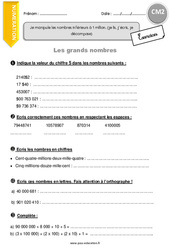 Grands nombres inférieurs à 1 million. Lire, écrire et décomposer - Exercices : 7ème Harmos - PDF à imprimer