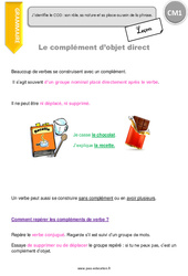 Complément d’objet direct - Cours, Leçon : 6ème Harmos - PDF gratuit à imprimer