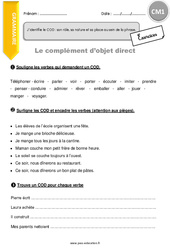 Complément d’objet direct - Exercices  : 6ème Harmos - PDF à imprimer