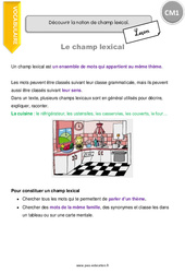 Champ lexical - Cours, Leçon : 6ème Harmos - PDF gratuit à imprimer