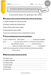 Accord dans le groupe du nom - Exercices  : 4ème Harmos - PDF à imprimer