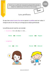 Préfixes - Cours, Leçon : 6ème Harmos - PDF gratuit à imprimer