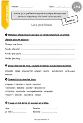 Préfixes - Exercices avec correction : 6ème Harmos - PDF à imprimer