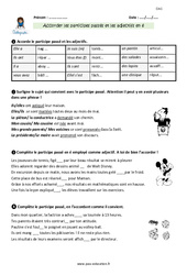 Accorder les participes passés et adjectifs en - é - Exercices avec correction : 6ème Harmos - PDF à imprimer