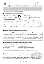 Accorder les participes passés et adjectifs en - é - Examen Evaluation - Bilan : 6ème Harmos - PDF à imprimer