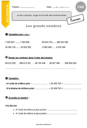 Grands nombres - Exercices  : 7ème Harmos - PDF à imprimer