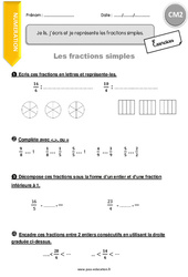 Fractions simples - Exercices avec correction : 7ème Harmos - PDF à imprimer