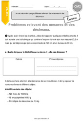 Problèmes relevant des mesures et des décimaux - Exercices avec correction : 7ème Harmos - PDF à imprimer