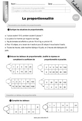 Proportionnalité - Examen Evaluation - Bilan : 6ème Harmos - PDF à imprimer