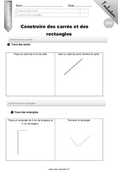 Construire des carrés et des rectangles - Examen Evaluation - Bilan : 6ème Harmos - PDF à imprimer