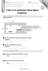 Aire et périmètre d’une figure complexe - Examen Evaluation - Bilan : 6ème Harmos - PDF à imprimer