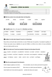 Utiliser les accents - Examen Evaluation - Bilan : 6ème Harmos - PDF à imprimer