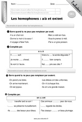 Homophones a - à et on - ont - Examen Evaluation - Bilan : 4ème Harmos - PDF à imprimer