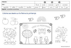 Coloriage sur le thème « printemps » : 2ème Harmos - PDF à imprimer