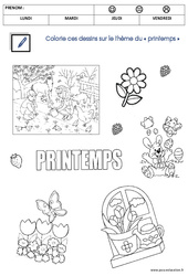 Coloriage sur le thème « printemps » : 1ère Harmos - PDF à imprimer