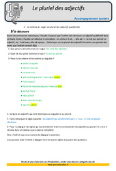 Pluriel des adjectifs - Soutien scolaire - Aide aux devoirs : 7ème Harmos - PDF à imprimer