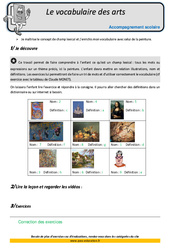 Vocabulaire des arts - Soutien scolaire - Aide aux devoirs : 7ème Harmos - PDF à imprimer