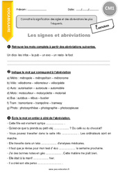 Signes et abréviations - Exercices avec correction : 6ème Harmos - PDF à imprimer