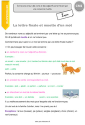 Lettre finale et muette d’un mot - Cours, Leçon : 6ème Harmos - PDF gratuit à imprimer