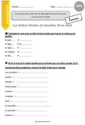 Lettre finale et muette d’un mot - Exercices avec correction : 6ème Harmos - PDF à imprimer