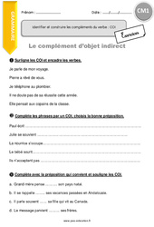 Complément d’objet indirect - Exercices  : 6ème Harmos - PDF à imprimer