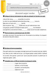 Accord sujet verbe - Exercices  : 5ème Harmos - PDF à imprimer