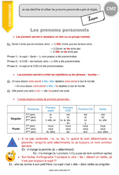 Pronoms personnels - Cours, Leçon : 7ème Harmos - PDF gratuit à imprimer