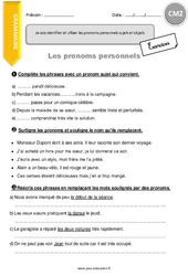 Pronoms personnels - Exercices avec correction : 7ème Harmos - PDF à imprimer