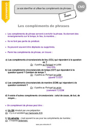 Compléments de phrases - Cours, Leçon : 7ème Harmos - PDF gratuit à imprimer