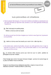 Proverbes et citations - Cours, Leçon : 7ème Harmos - PDF gratuit à imprimer