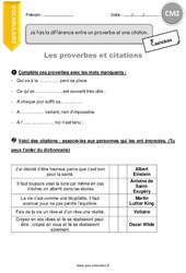 Proverbes et citations - Exercices avec correction : 7ème Harmos - PDF à imprimer