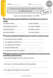 Accords dans le GN - Groupe nominal - Exercices  : 7ème Harmos - PDF à imprimer