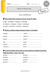 Suffixes - Exercices  : 5ème Harmos - PDF à imprimer