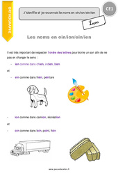 Noms en - oin, - ion, - ein, - ien - Cours, Leçon : 4ème Harmos - PDF gratuit à imprimer