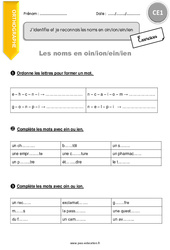 Noms en - oin, - ion, - ein, - ien - Exercices avec correction : 4ème Harmos - PDF à imprimer