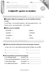 Adjectif - Examen Evaluation - Bilan : 4ème Harmos - PDF à imprimer