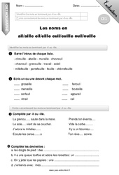 Noms en - ail, - aille, - eil, - eille, - euil, - euille, - ouil, - ouille - Examen Evaluation - Bilan : 4ème Harmos - PDF à imprimer