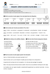 Utiliser les accents et autres signes - Examen Evaluation - Bilan : 7ème Harmos - PDF à imprimer